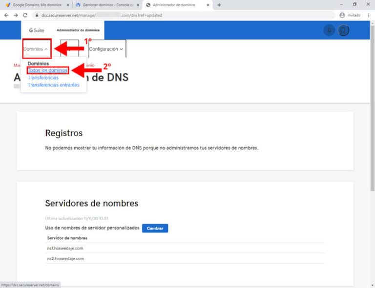 como realizar un cambio de dns en el dominio de google guia completa